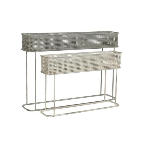 Sæt af planteredskaber 100 x 22 x 70 cm Grå Metal Hvid Vintage