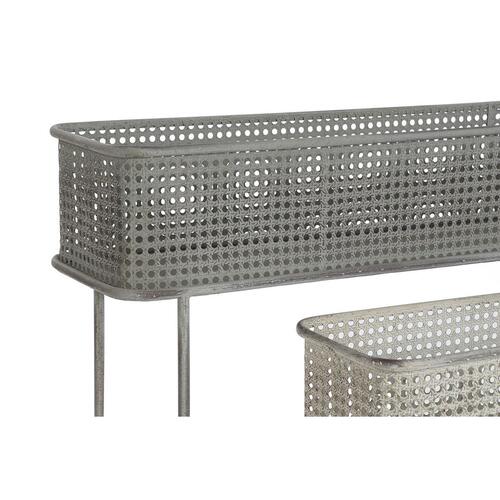 Sæt af planteredskaber 100 x 22 x 70 cm Grå Metal Hvid Vintage