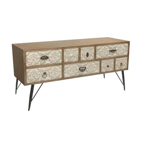 møbler 120 x 40 x 61 cm Gran Natur Metal Hvid