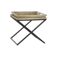 Sofabord Sort Natur Metal Mangotræ 55 x 45 x 53 cm