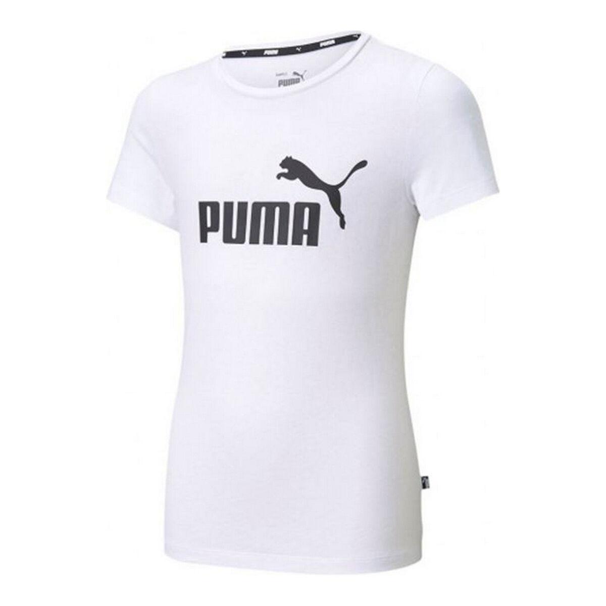 Puma ESS Logo Tee - kortærmet T-shirt til piger, hvid (15-16 år)