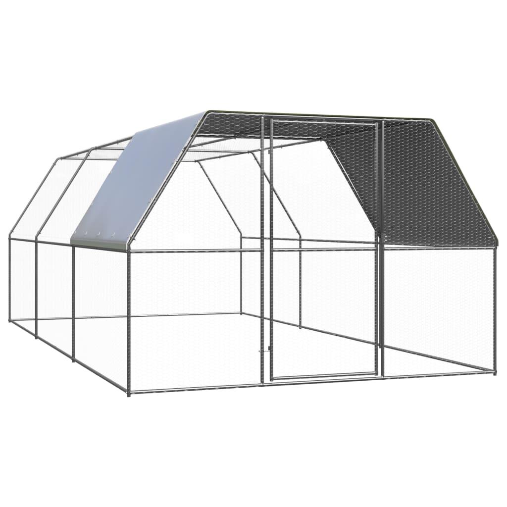 Udendørs hønsegård 3x6x2 m galvaniseret stål