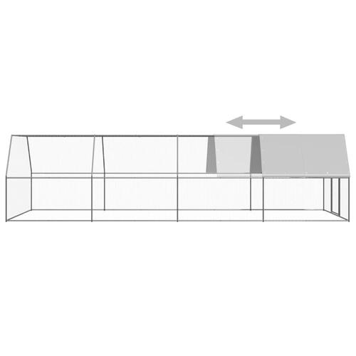 Udendørs hønsegård 3x8x2 m galvaniseret stål