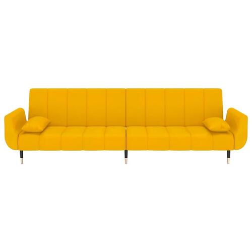 2-personers sovesofa med 2 puder fløjl gul (OUTLET B)