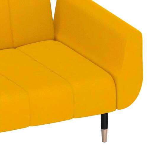 2-personers sovesofa med 2 puder fløjl gul (OUTLET B)