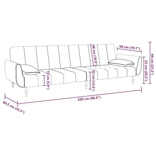 2-personers sovesofa med 2 puder fløjl gul (OUTLET B)
