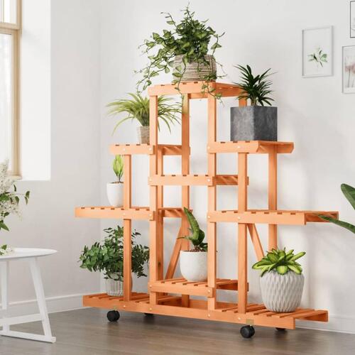 Blomsterstativ med hjul 110x25x101 cm massivt fyrretræ