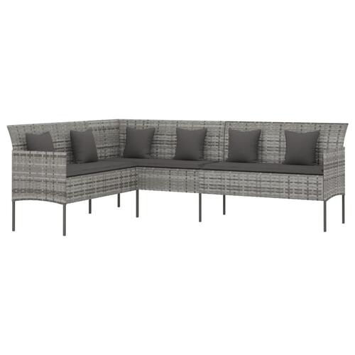 L-formet havesofa med hynder polyrattan grå