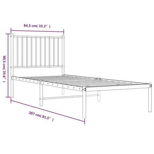 Sengeramme med sengegavl 80x200 cm metal sort