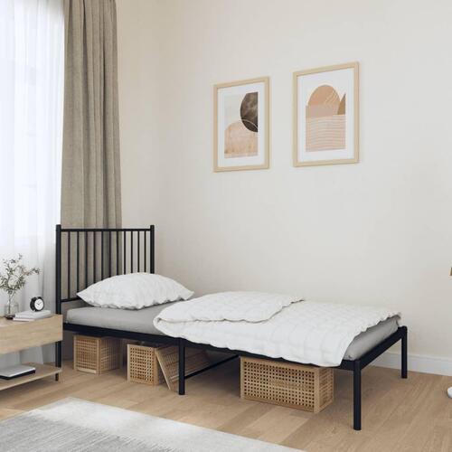 Sengeramme med sengegavl 90x190 cm metal sort