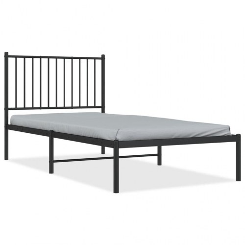 Sengeramme med sengegavl 90 x 190 cm - metal, sort