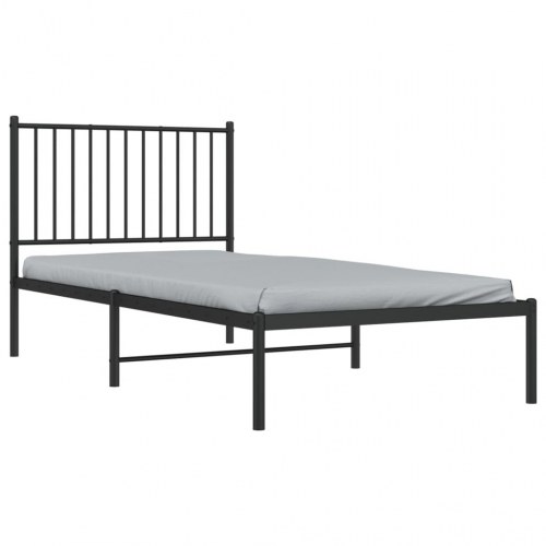 Sengeramme med sengegavl 90 x 190 cm - metal, sort