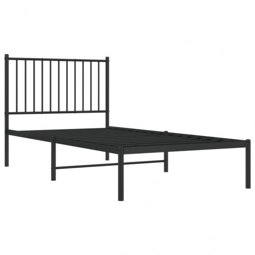Sengeramme med sengegavl 90 x 190 cm - metal, sort