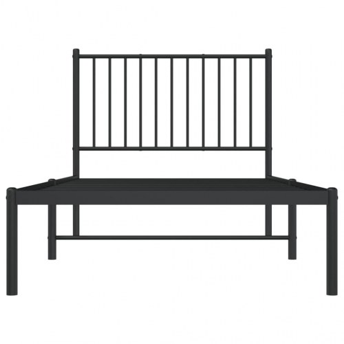 Sengeramme med sengegavl 90 x 190 cm - metal, sort