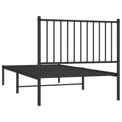 Sengeramme med sengegavl 90 x 190 cm - metal, sort