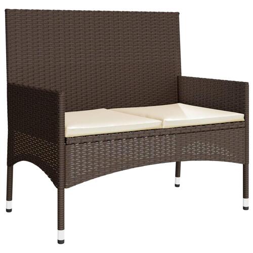 Loungesæt til haven 4 dele med hynder polyrattan brun