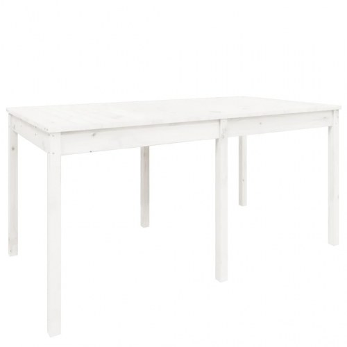 Havebord i massivt fyrretræ - hvid, 159,5 × 82,5 × 76 cm