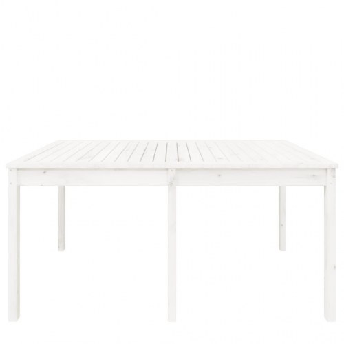 Havebord i massivt fyrretræ - hvid, 159,5 × 82,5 × 76 cm