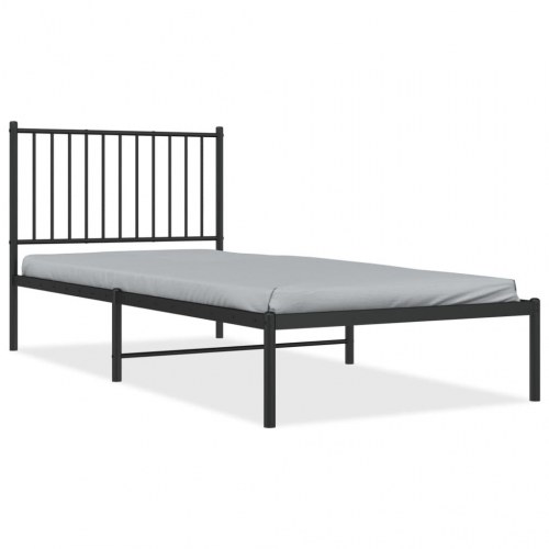 Sengeramme med sengegavl 90×200 cm - metal, sort