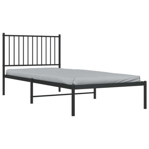 Sengeramme med sengegavl 90×200 cm - metal, sort