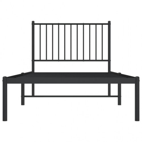 Sengeramme med sengegavl 90×200 cm - metal, sort