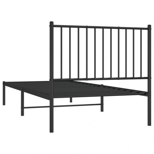 Sengeramme med sengegavl 90×200 cm - metal, sort