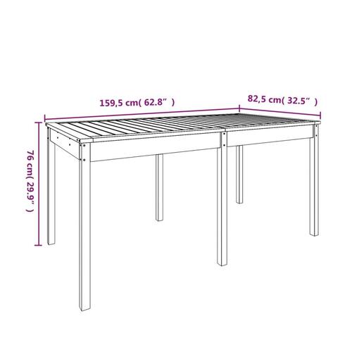 Havebord 159,5x82,5x76 cm massivt fyrretræ gyldenbrun