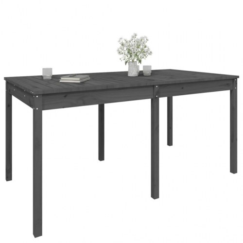 Havebord i massivt fyrretræ - 159,5 × 82,5 × 76 cm, grå