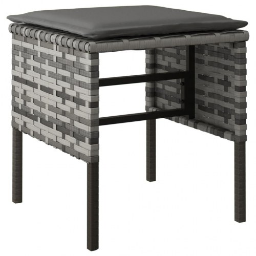 Fodskamler med hynder 4 stk. til haven polyrattan grå