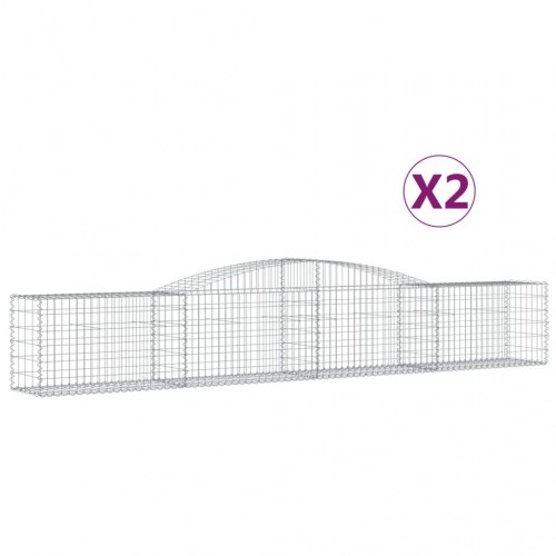 Buede gabionkurve - 2 stk. 400×50×60/80 cm i galvaniseret jern