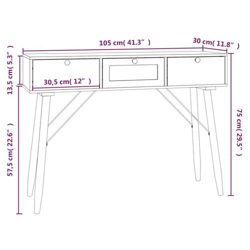 Konsolbord med skuffer 105x30x75 cm konstrueret træ