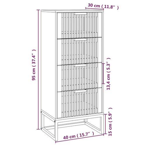 Kommode 40x30x95 cm konstrueret træ sort