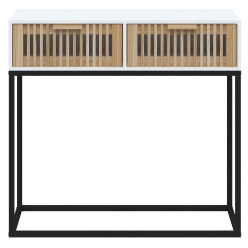 Konsolbord 80x30x75 cm konstrueret træ og jern hvid
