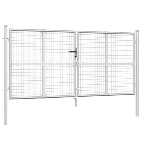 Gitterlåge til havehegn 300x175 cm galvaniseret stål sølvfarvet