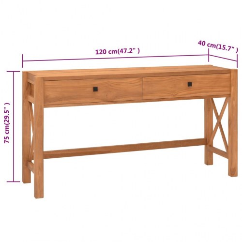 Skrivebord med skuffer 120x40x75 cm massivt teaktræ