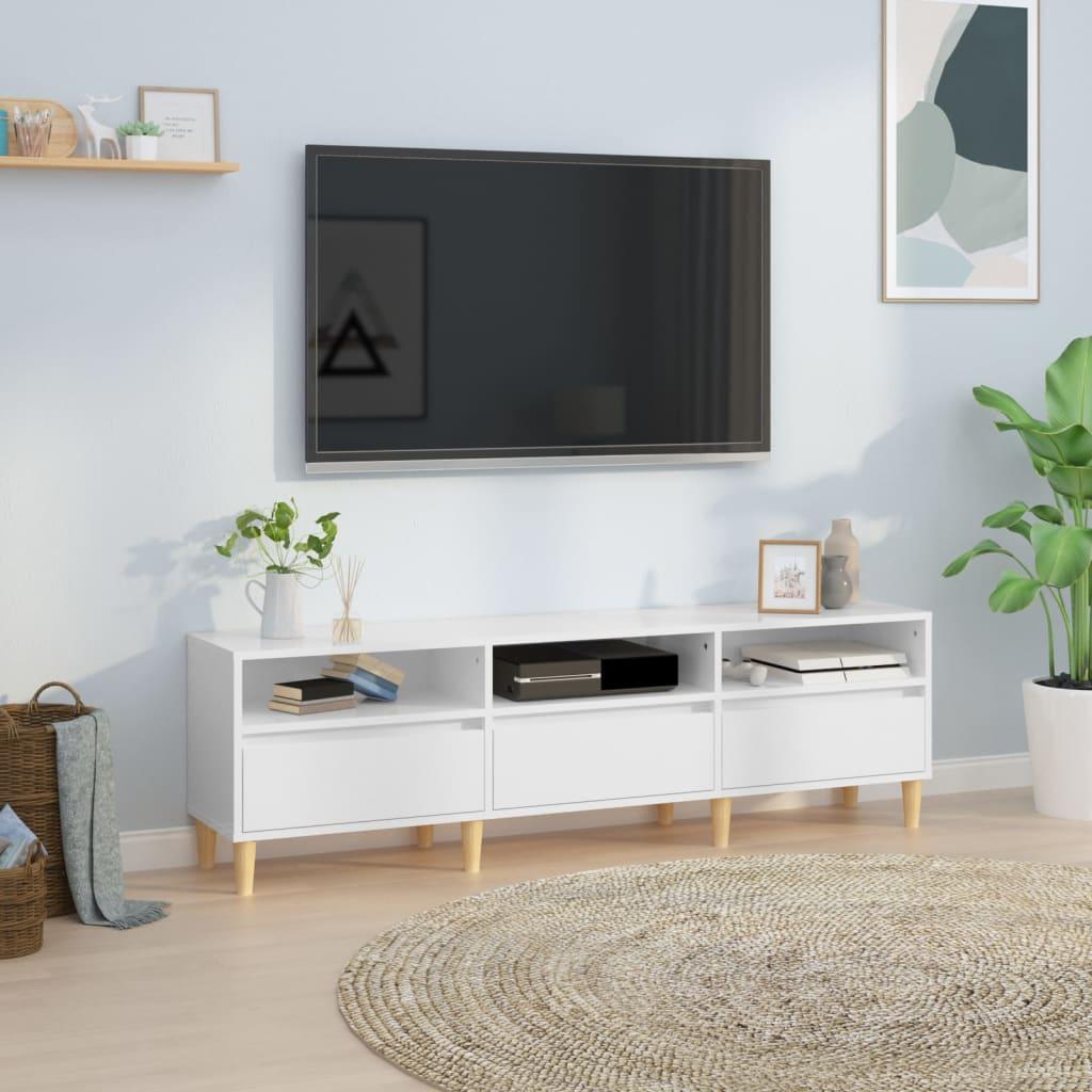 Tv-bord 150x30x44,5 cm konstrueret træ hvid højglans
