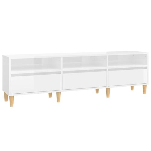 Tv-bord 150x30x44,5 cm konstrueret træ hvid højglans
