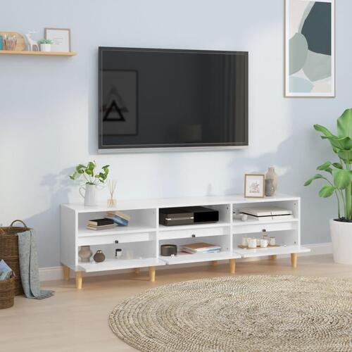 Tv-bord 150x30x44,5 cm konstrueret træ hvid højglans