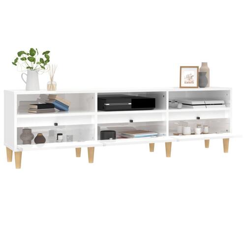 Tv-bord 150x30x44,5 cm konstrueret træ hvid højglans