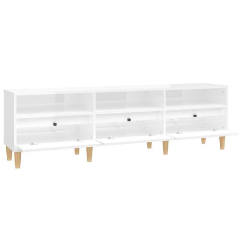 Tv-bord 150x30x44,5 cm konstrueret træ hvid højglans