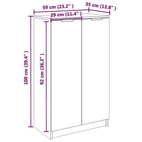 Skoskab 59x35x100 cm konstrueret træ sort
