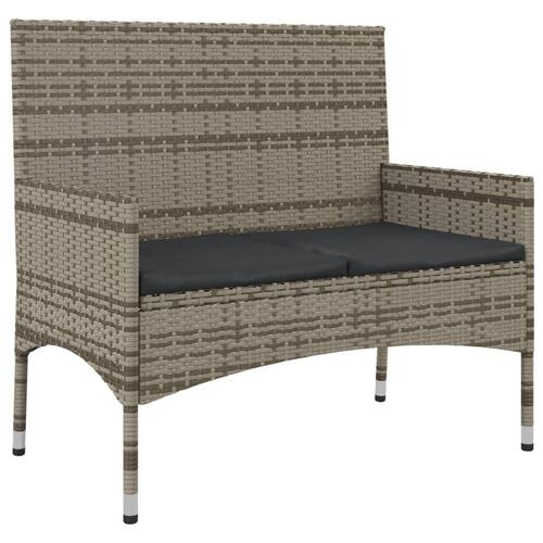 Loungesæt til haven 4 dele med hynder polyrattan grå