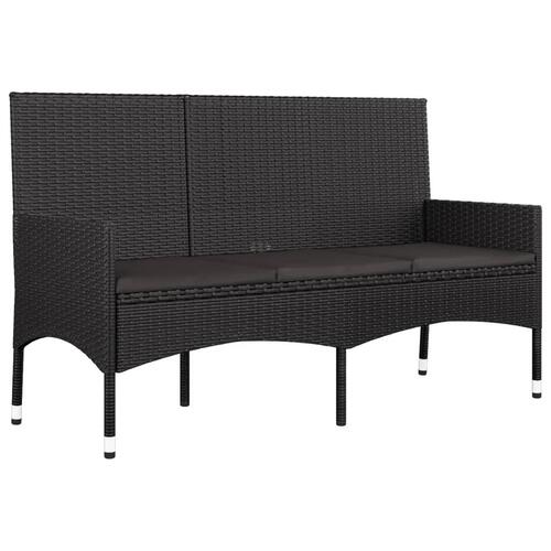 Loungesæt til haven 4 dele med hynder polyrattan sort