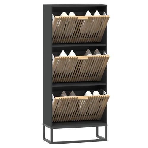 Skoskab 52x25x120 cm konstrueret træ sort