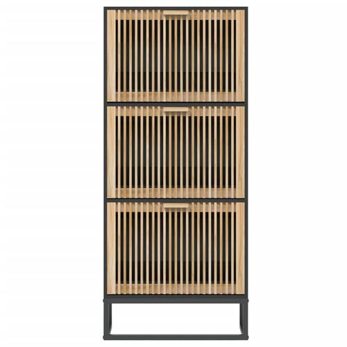 Skoskab 52x25x120 cm konstrueret træ sort