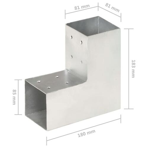 Stolpebeslag L-form 81x81 mm galvaniseret metal