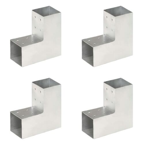 Stolpebeslag L-form 4 stk. 81x81 mm galvaniseret metal