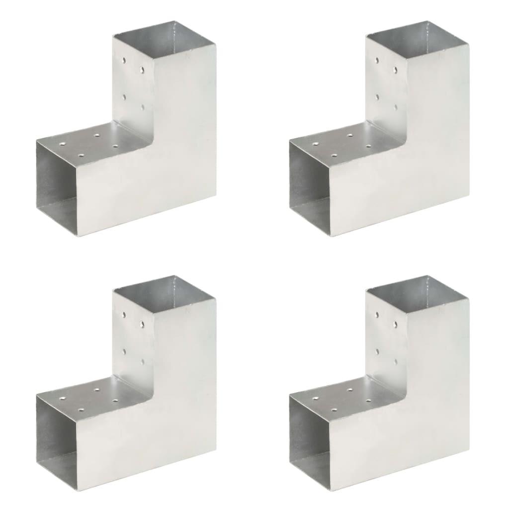 Stolpebeslag L-form 4 stk. 81x81 mm galvaniseret metal