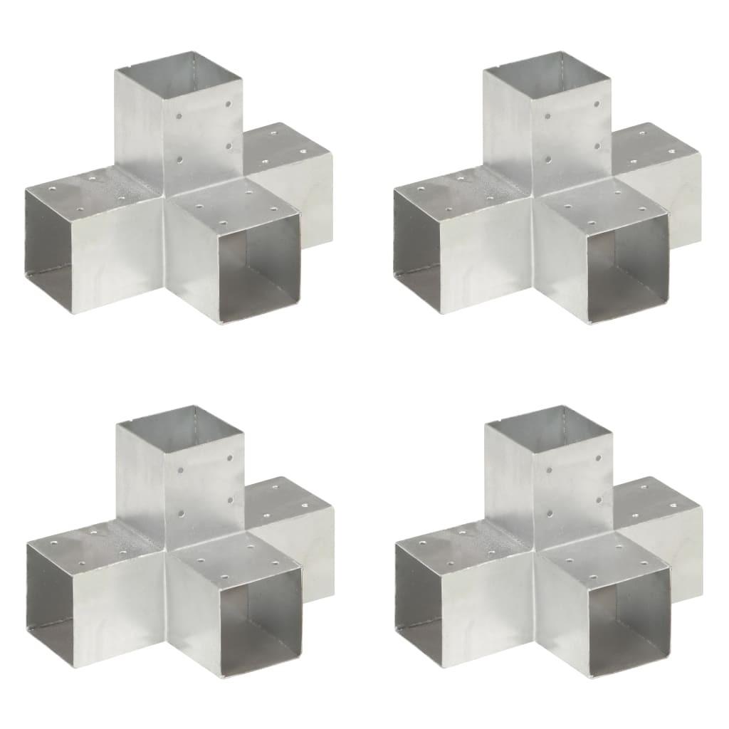 Stolpebeslag X-form 4 stk. 91x91 mm galvaniseret metal
