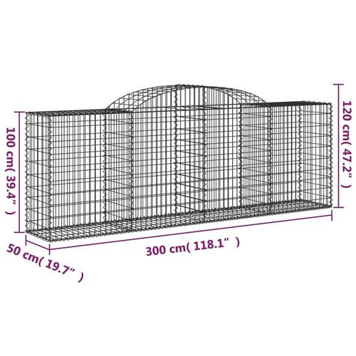 Buede gabionkurve 11 stk. 300x50x100/120 cm galvaniseret jern